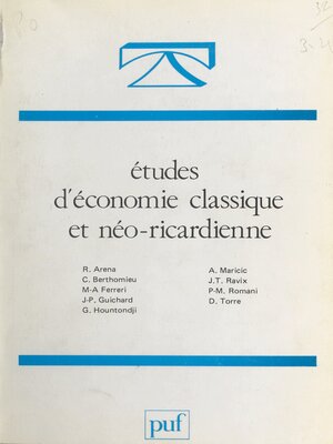 cover image of Études d'économie classique et néo-ricardienne